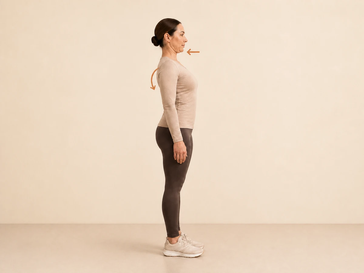 Chin Tucks and Shoulder Rolls — finishing position