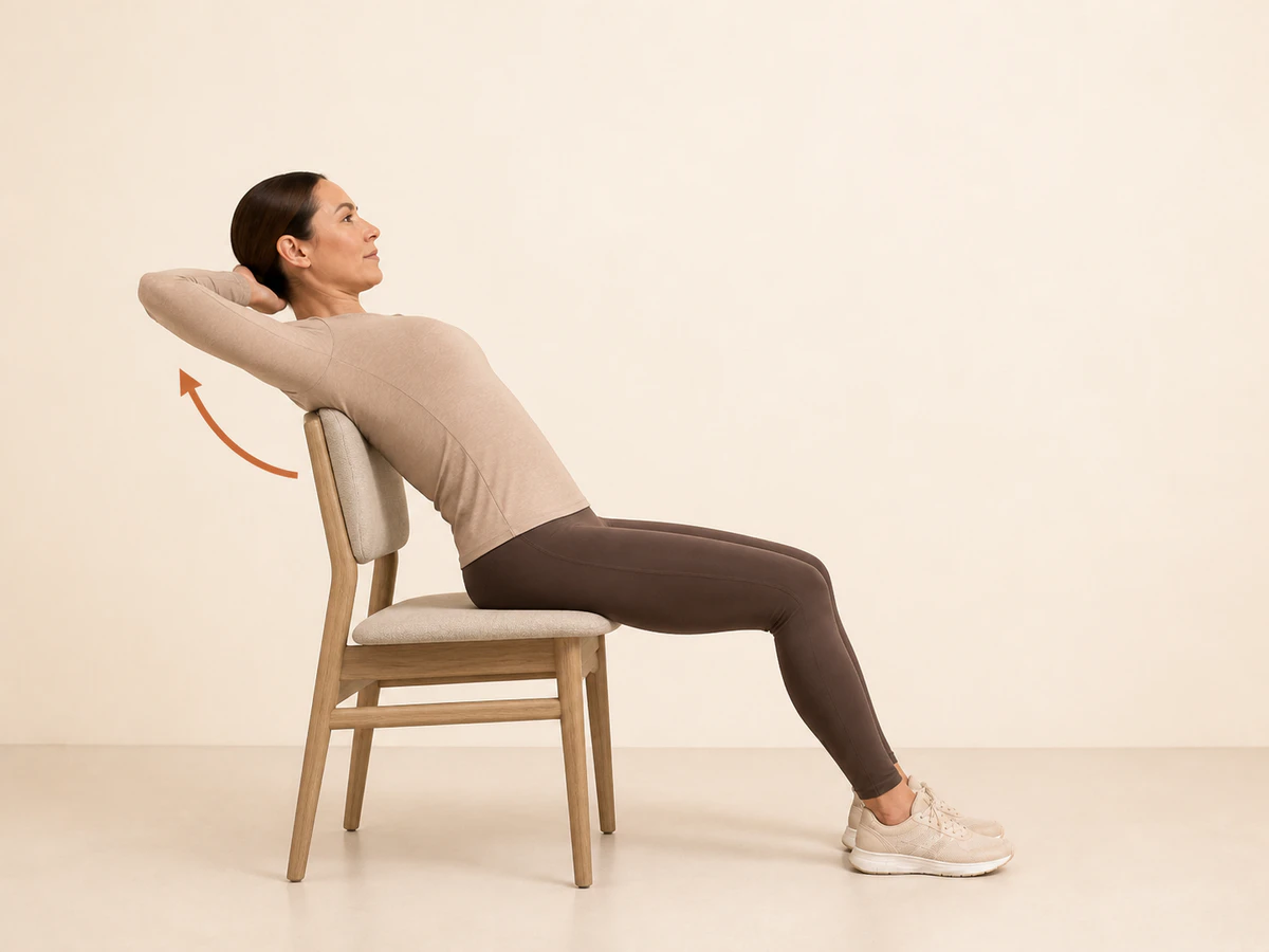 Thoracic Extension Over a Chair — finishing position